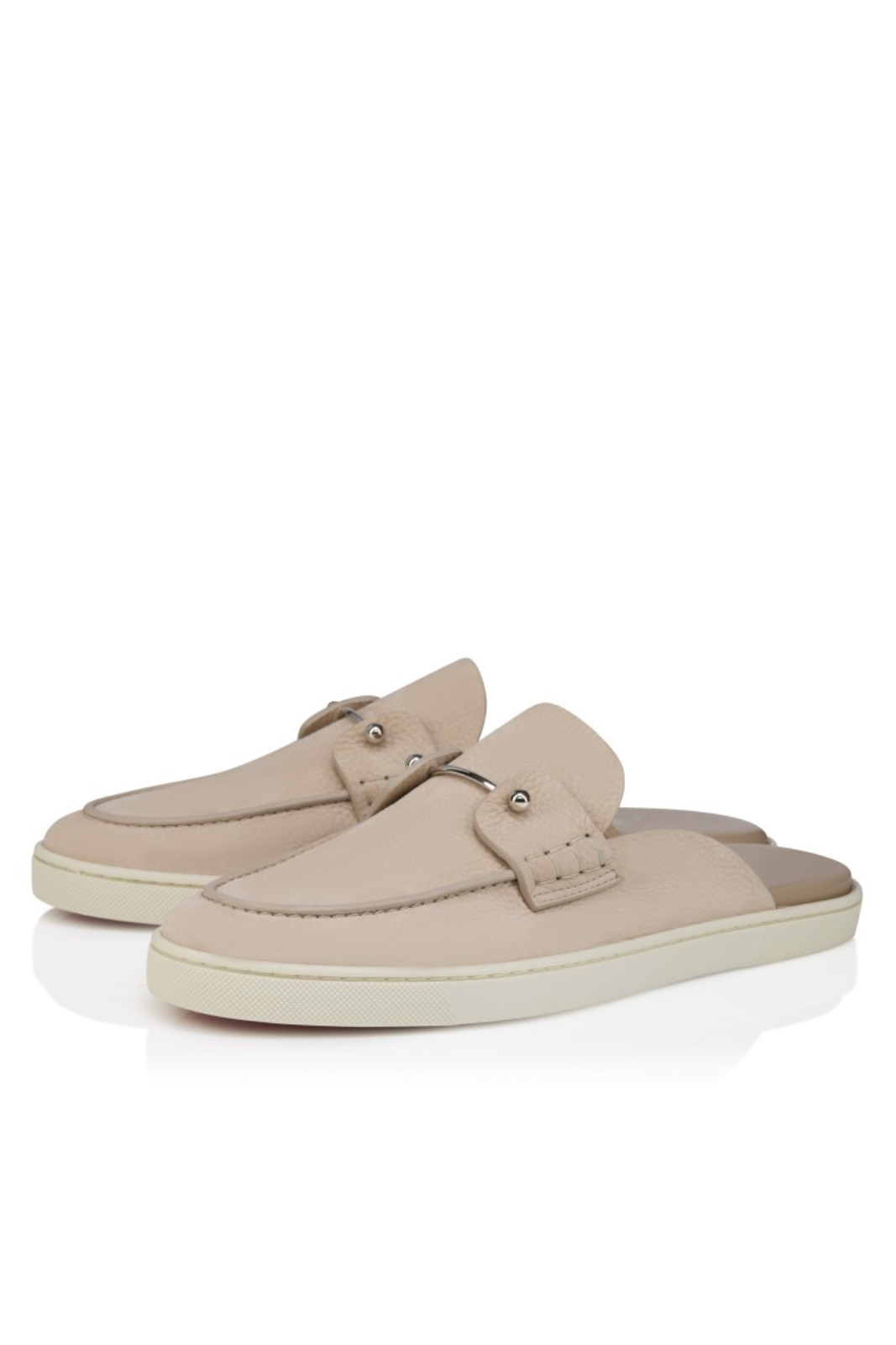 Christian Louboutin Chanme Boat Shoes Grained calf leather Beige Men