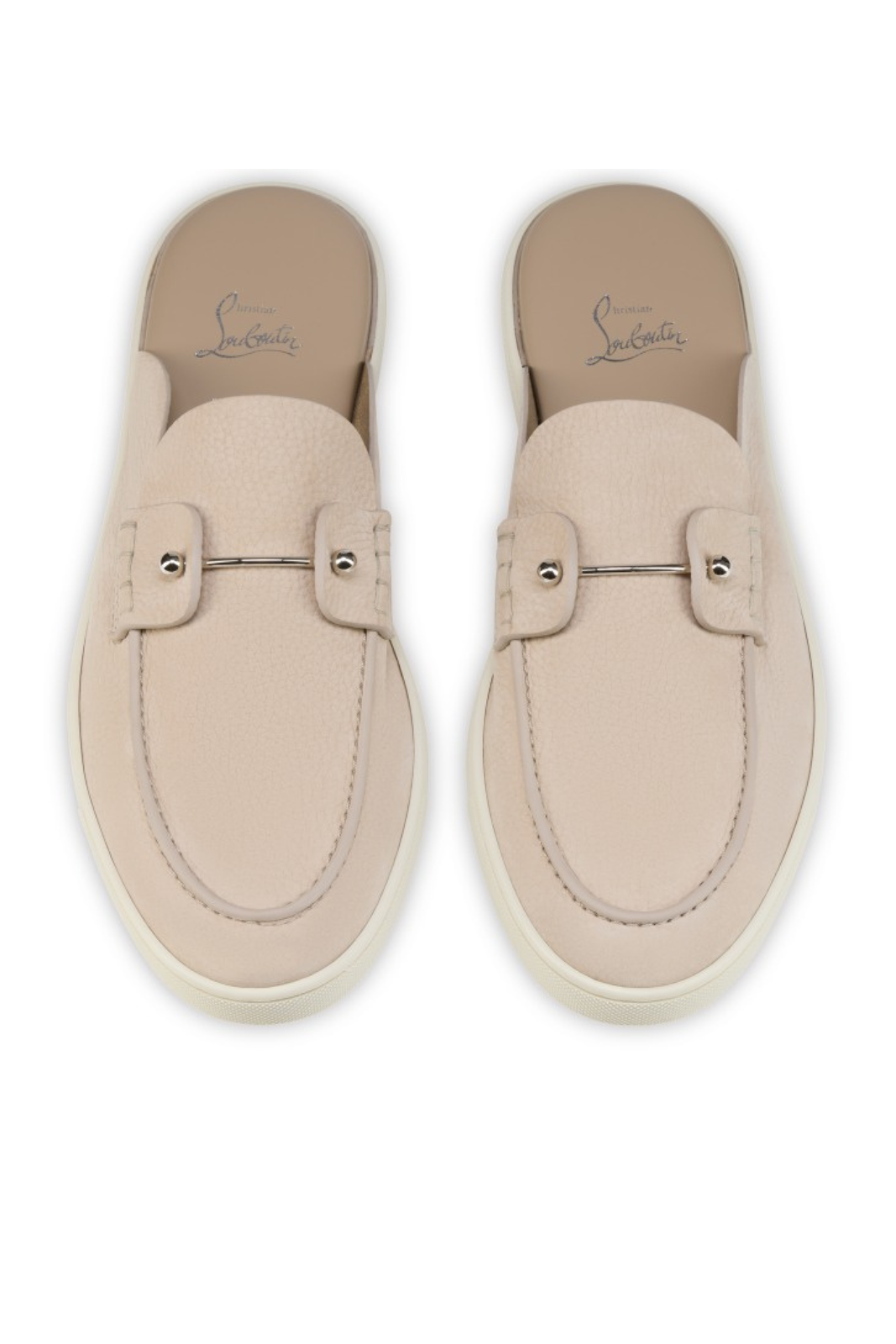 Christian Louboutin Chanme Boat Shoes Grained calf leather Beige Men