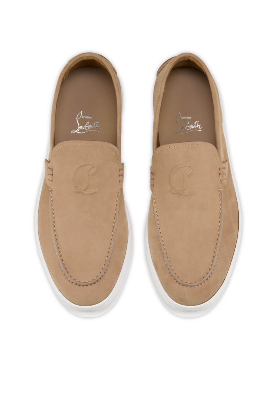 Christian Louboutin Moonboat Moccasins in Lionne Reversed Nubuck Leather for Men