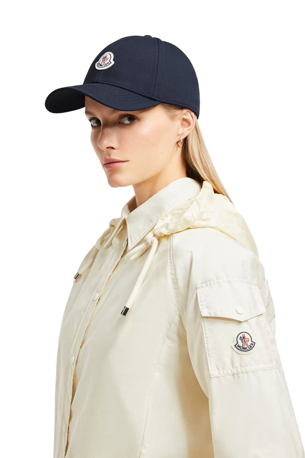 Moncler Cotton Gabardine Baseball Cap Navy