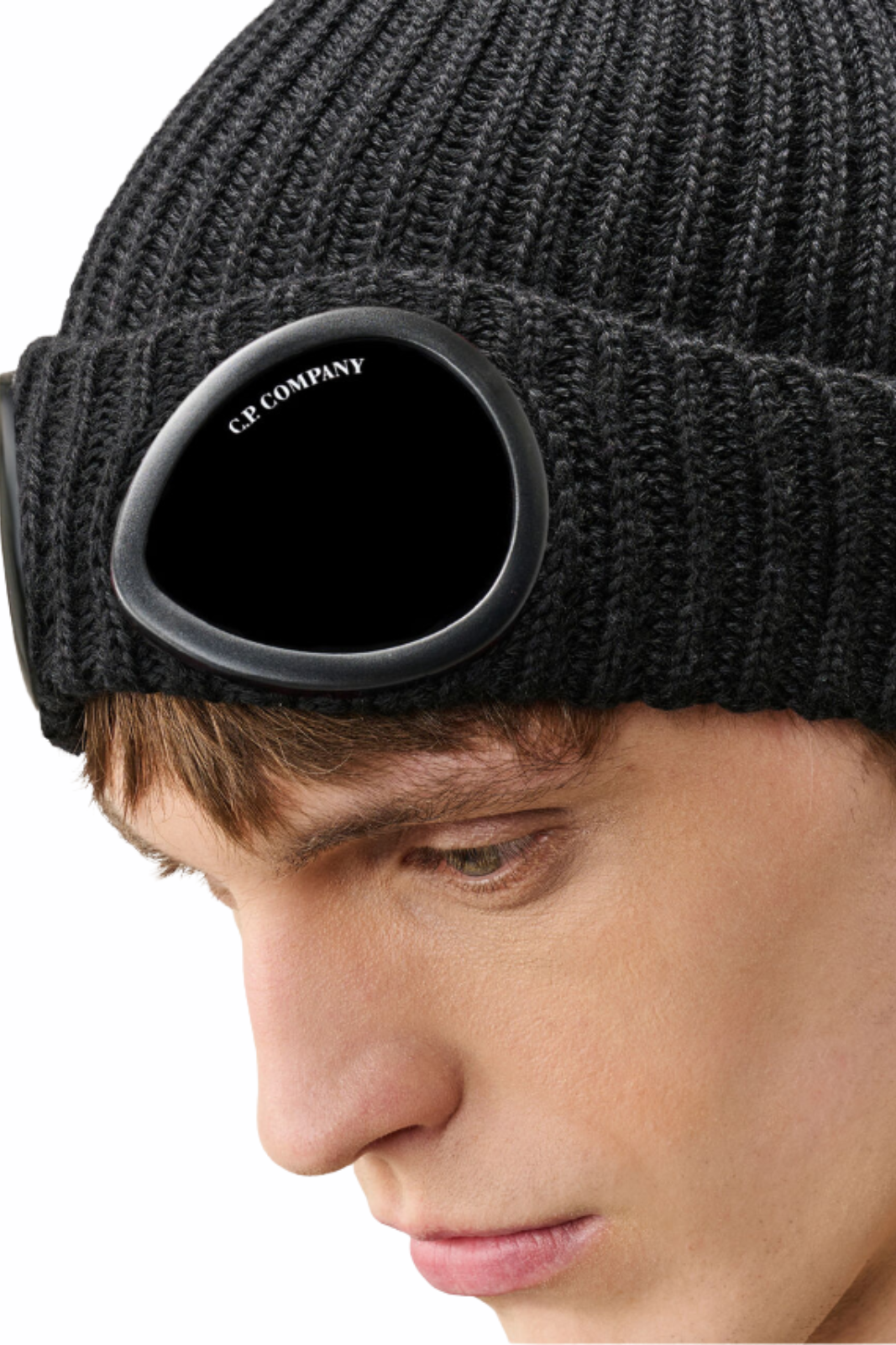 C.P. Company Extrafine Merino Wool Goggle Beanie Black