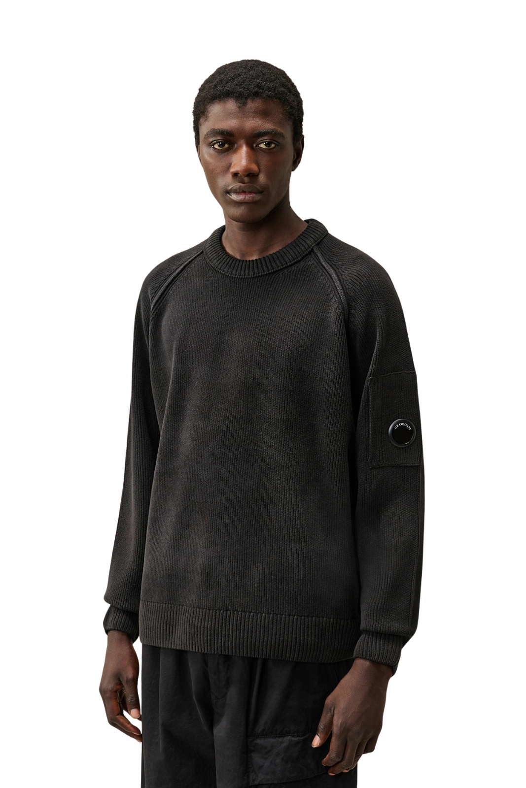 C.P. Company Chenille Cotton Lens Crewneck Sweater Grey