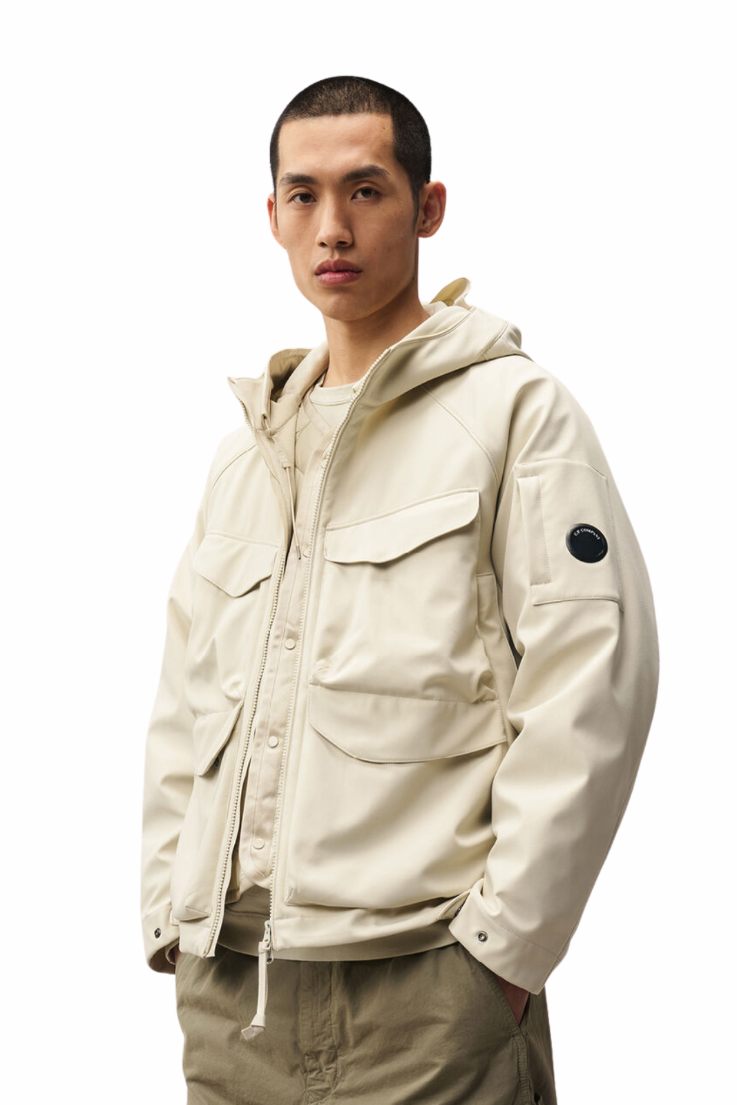 C.P Company C.P. Shell-R Padded Hooded Lens Jacket Silver Birch