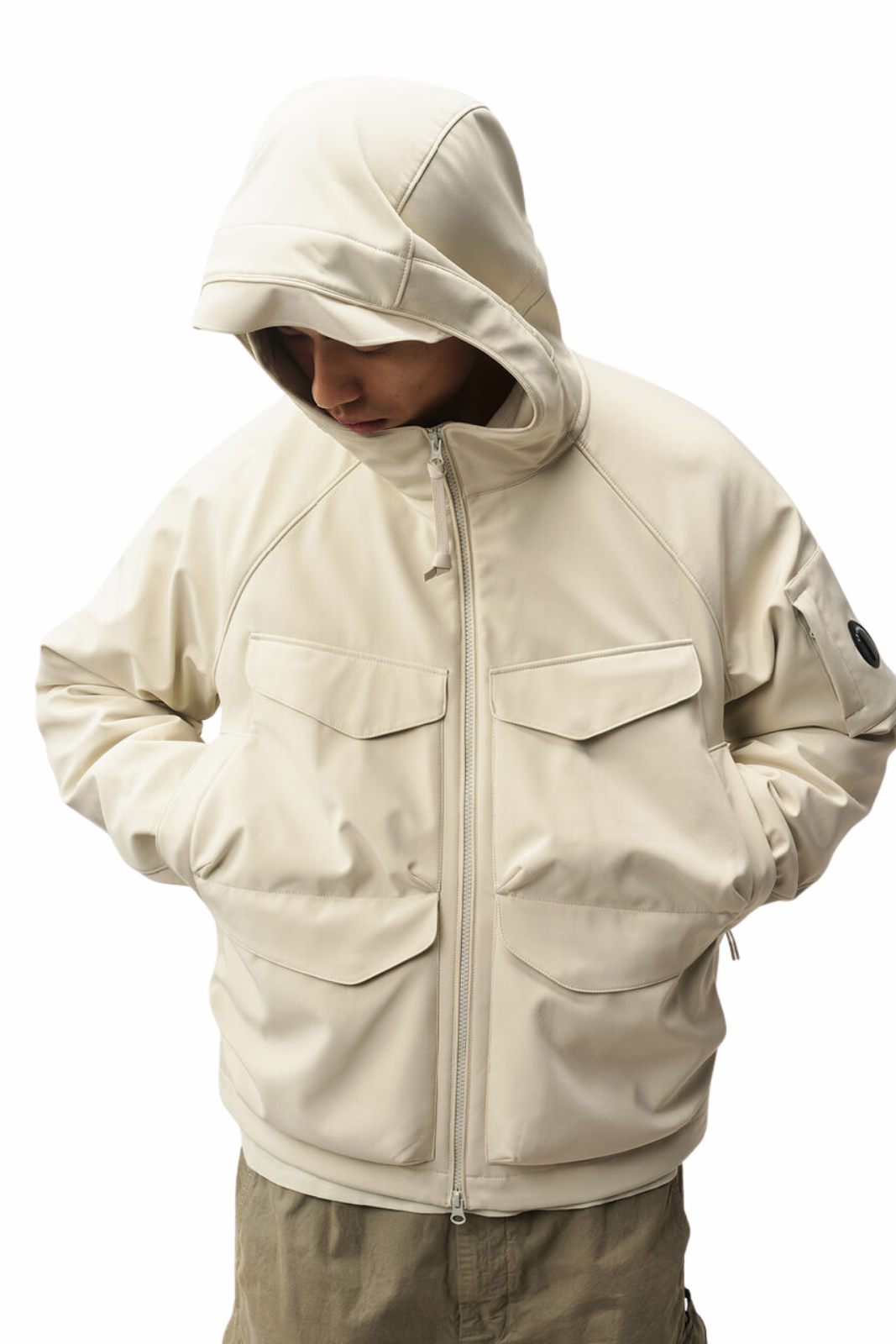 C.P. Company C.P. Shell-R Padded Hooded Lens Jacket Silver Birch
