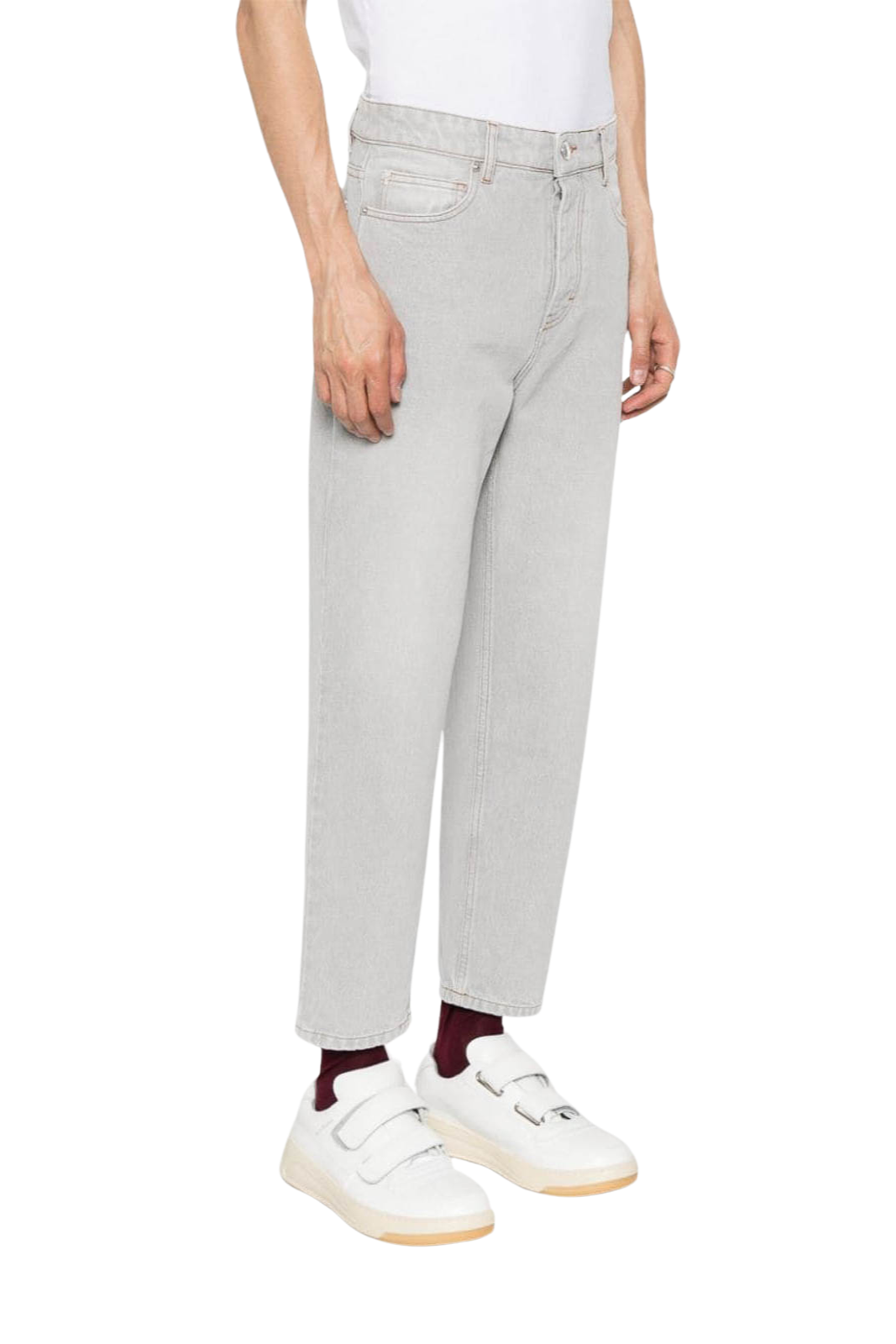 Ami Paris Cropped Tapered Jeans Grey