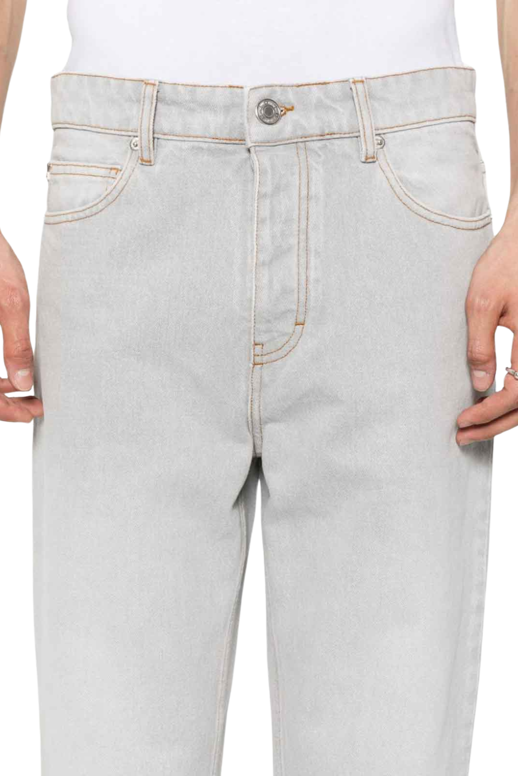 Ami Paris Cropped Tapered Jeans Grey