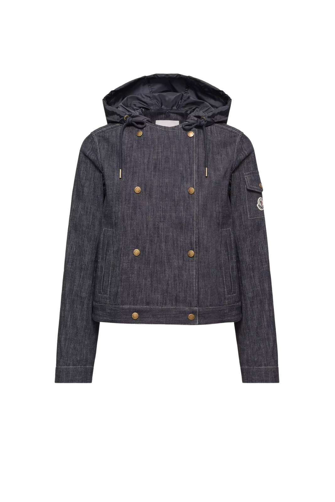 Moncler Diervilla Hooded Double-Breasted Denim Jacket