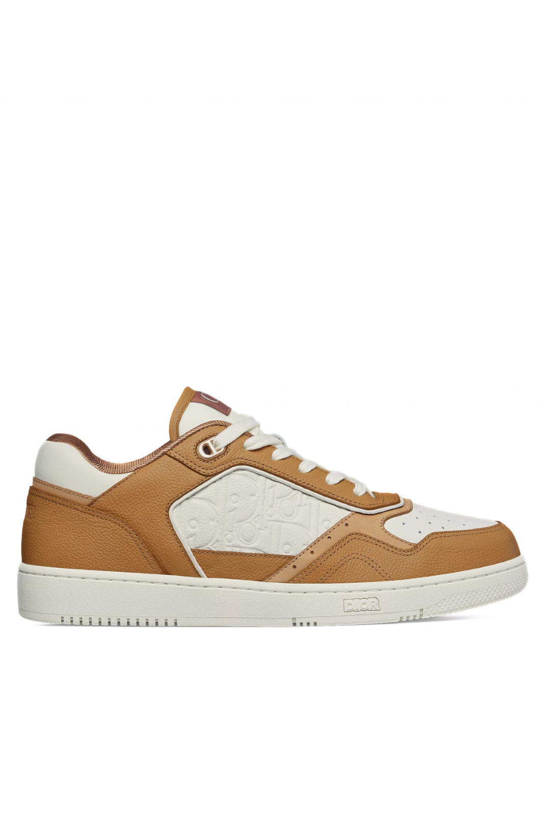 Dior B27 Uptown Low-Top Sneaker Cognac and white grained calfskin with white Dior Gravity leather