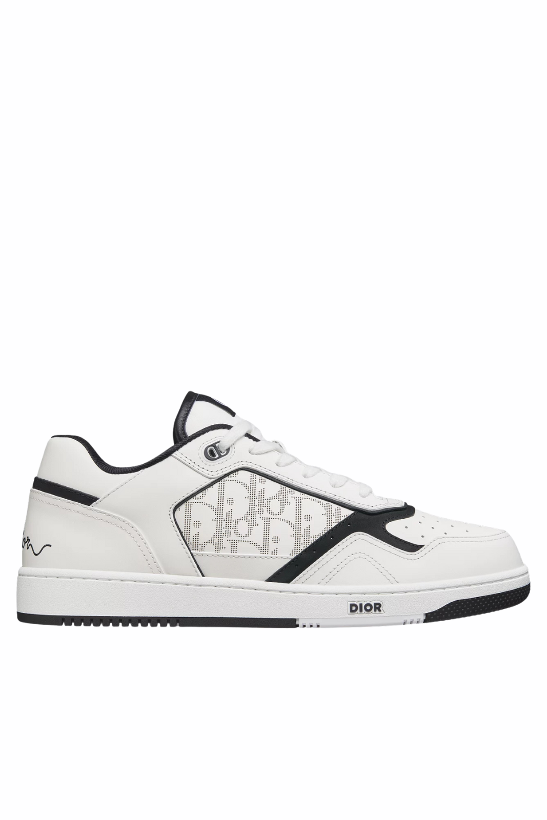 Dior B27 Uptown Low-Top Sneakers White and Black Smooth Calfskin