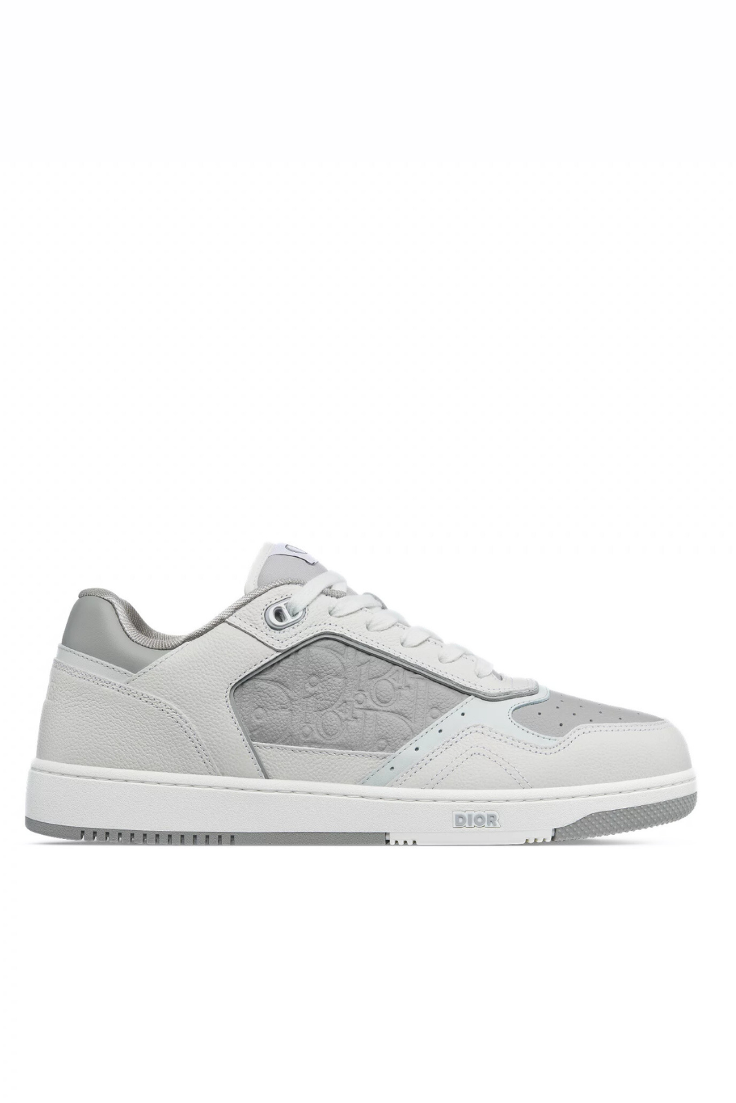 Dior B27 Uptown Low-Top Sneakers white and gray grained calfskin with Dior gray Dior Gravity leather