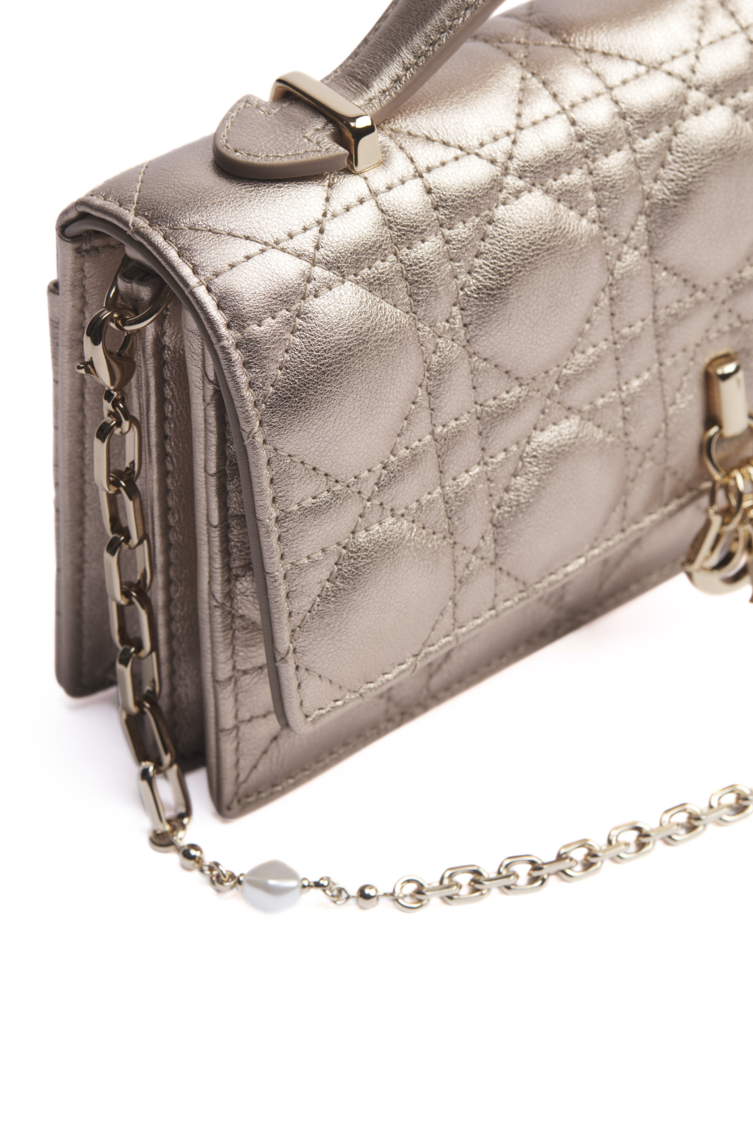 Dior My Dior Mini Bag Metallic Pale Gold-Tone Cannage Calfskin