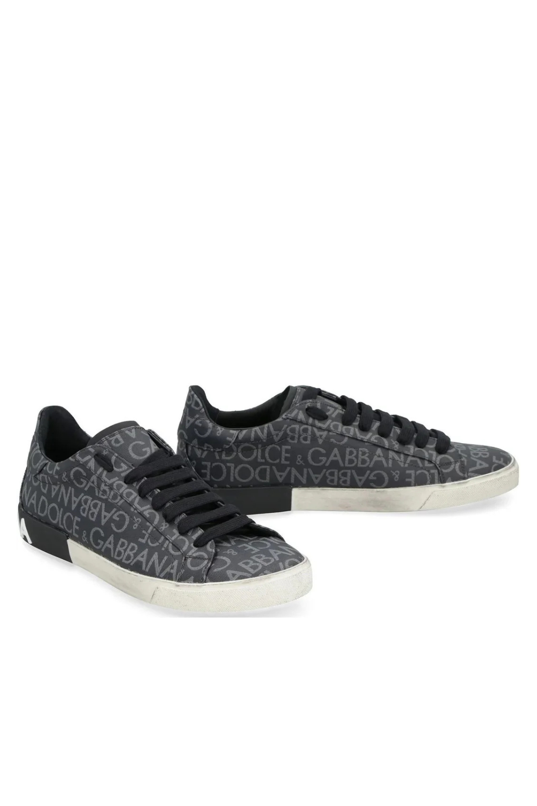 Dolce & Gabbana Portofino Jacquard Sneakers black grey for men