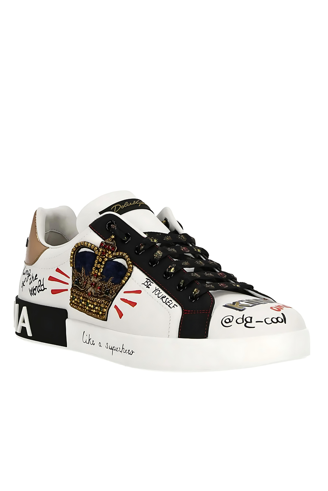 Dolce & Gabbana Portofino Printed White Sneakers