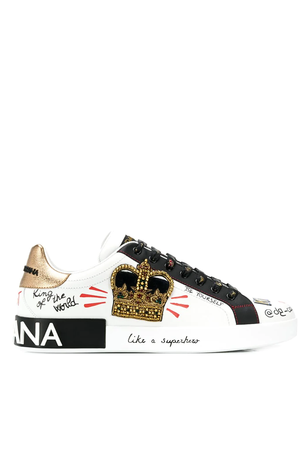 Dolce & Gabbana Portofino Printed White Sneakers