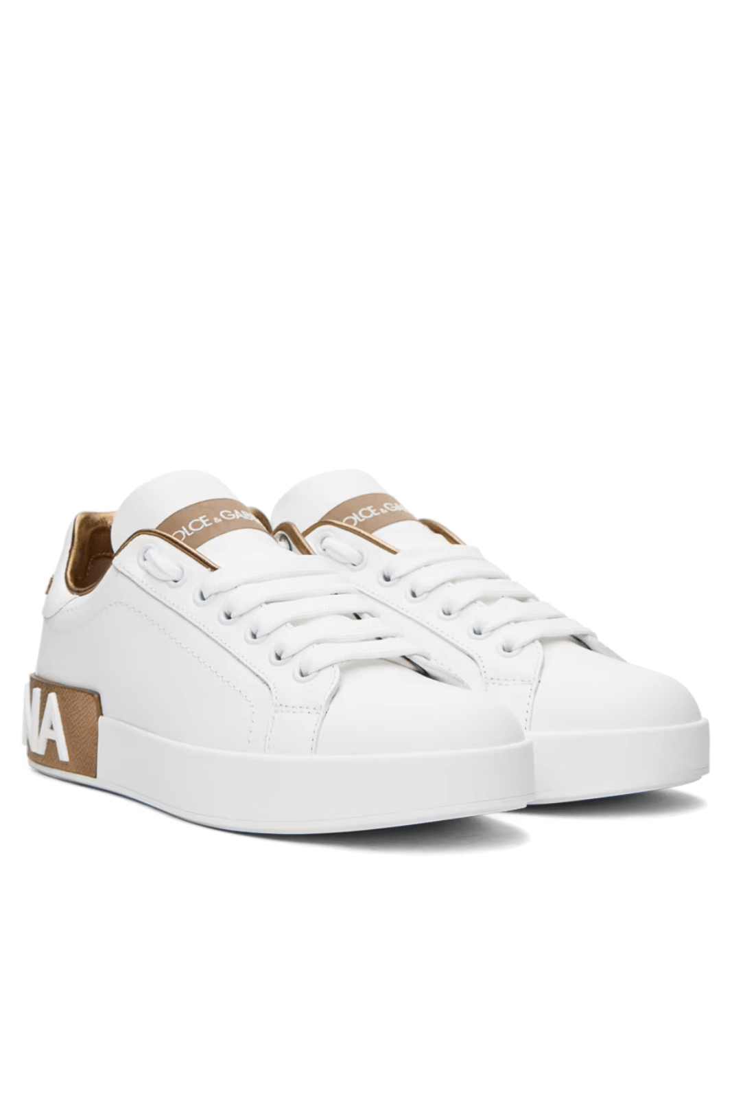 Dolce & Gabbana Portofino White/Gold Sneakers for women