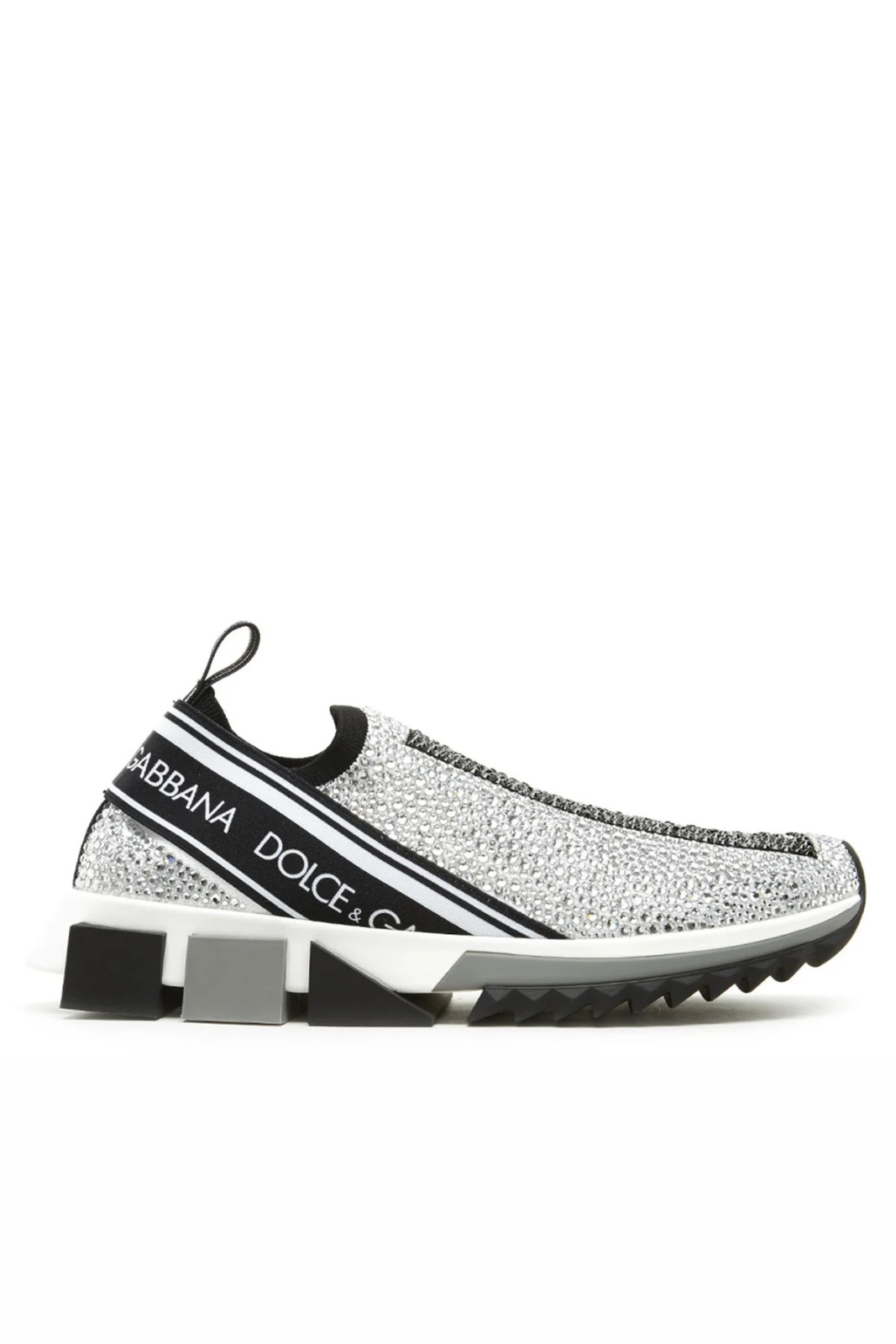 Dolce & Gabbana Sorrento Crystal Sneakers Black White Silver