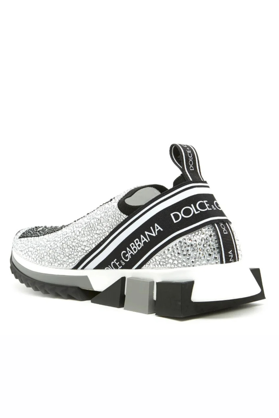 Dolce & Gabbana Sorrento Crystal Sneakers Black White Silver