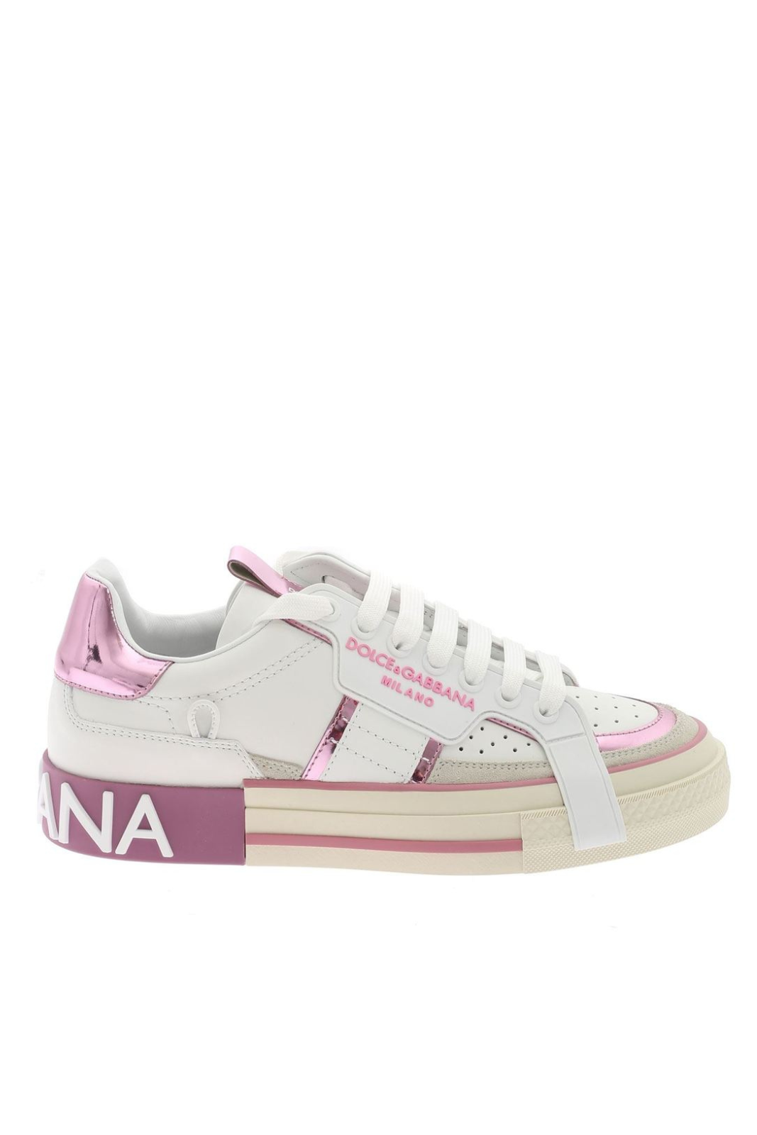 Dolce & Gabbana White Pink Custom 2 Zero Sneakers