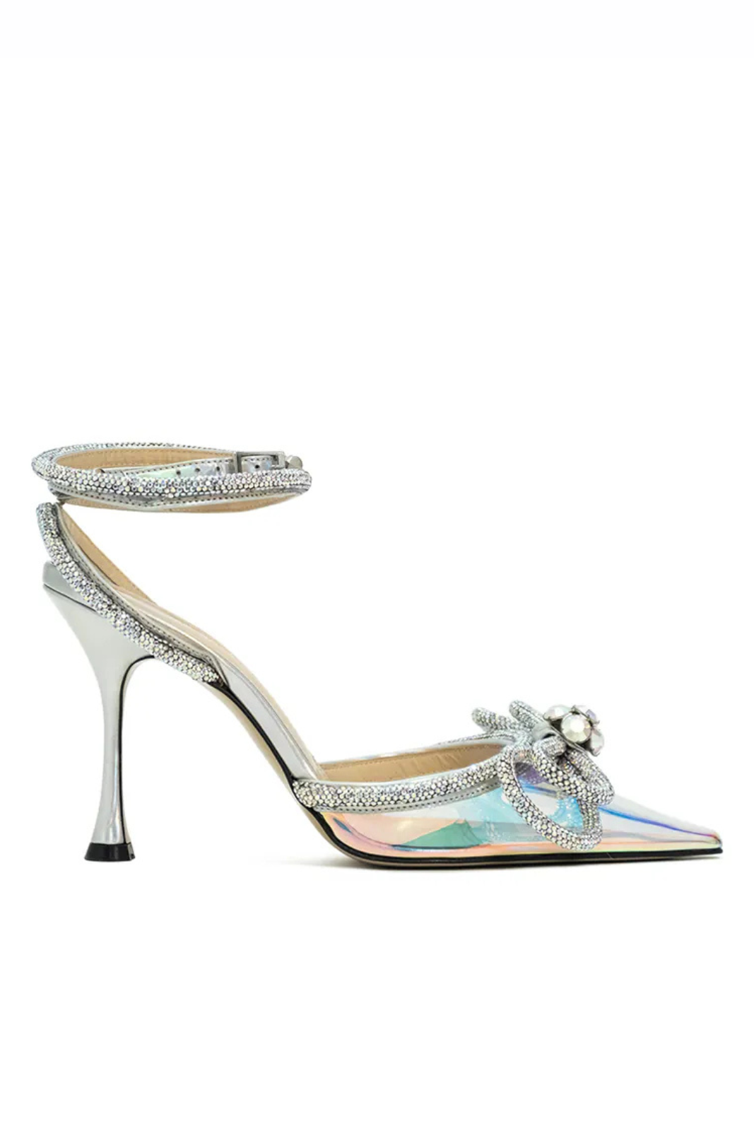 Mach &amp; Mach Double Bow Swarovski Crystal 10cm Holographic Heels