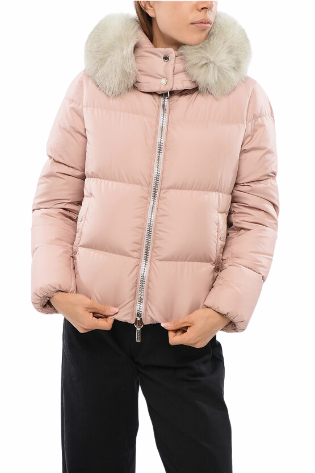 Moorer Down Marylin Jacket with Removable Fur Hood pink