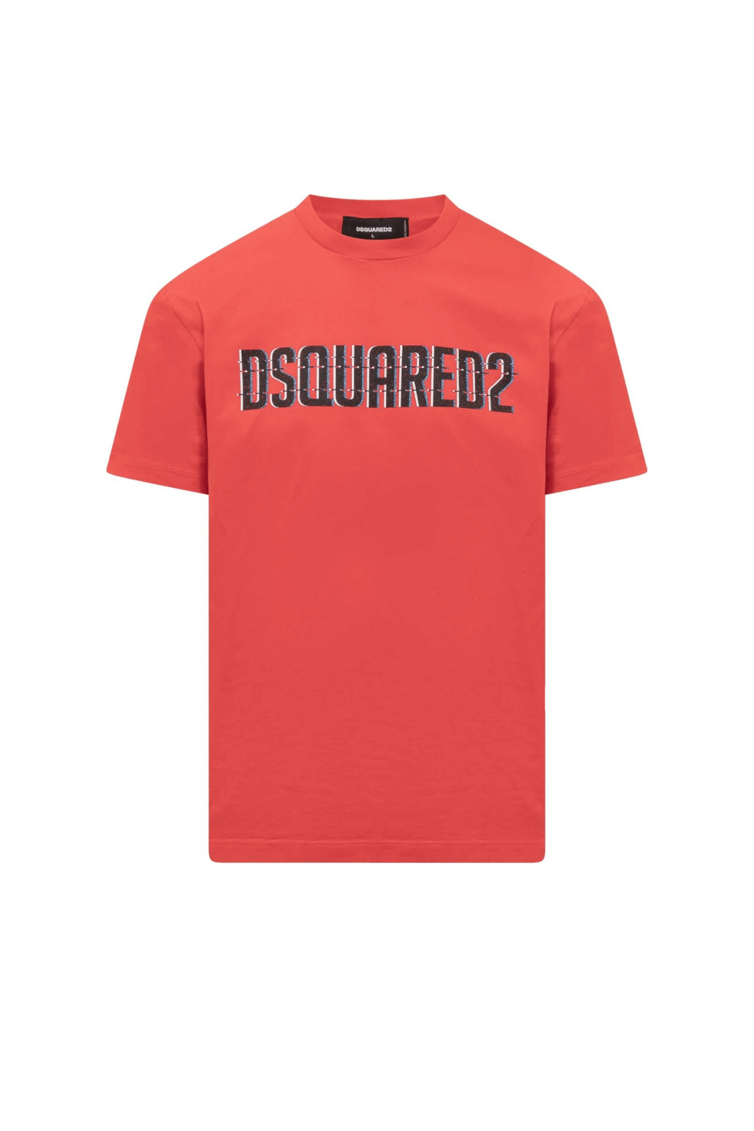 Dsquared2 Cotton Crew-Neck T-shirt with Logo Orange