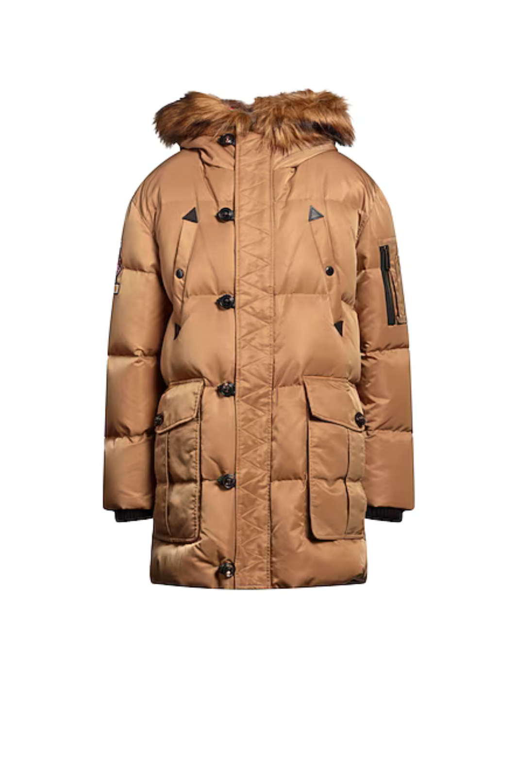 Dsquared2 Logo-Patch Hooded Padded Coat Brown