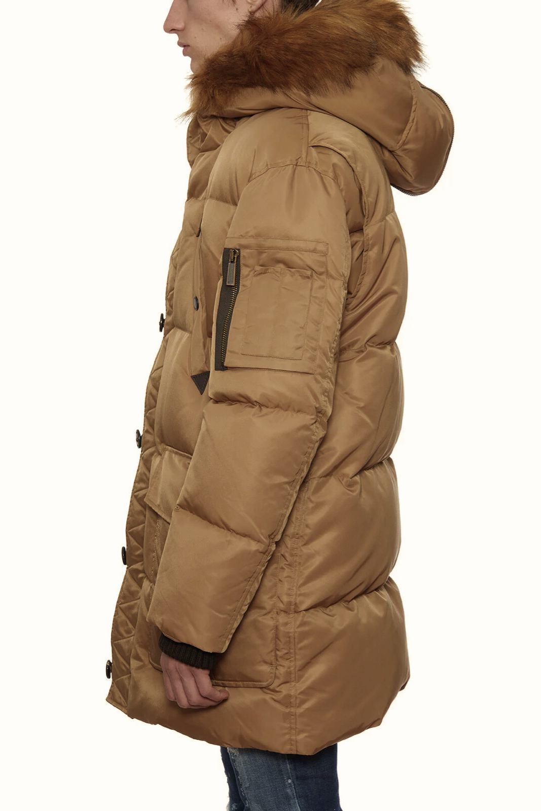 Dsquared2 Logo-Patch Hooded Padded Coat Brown