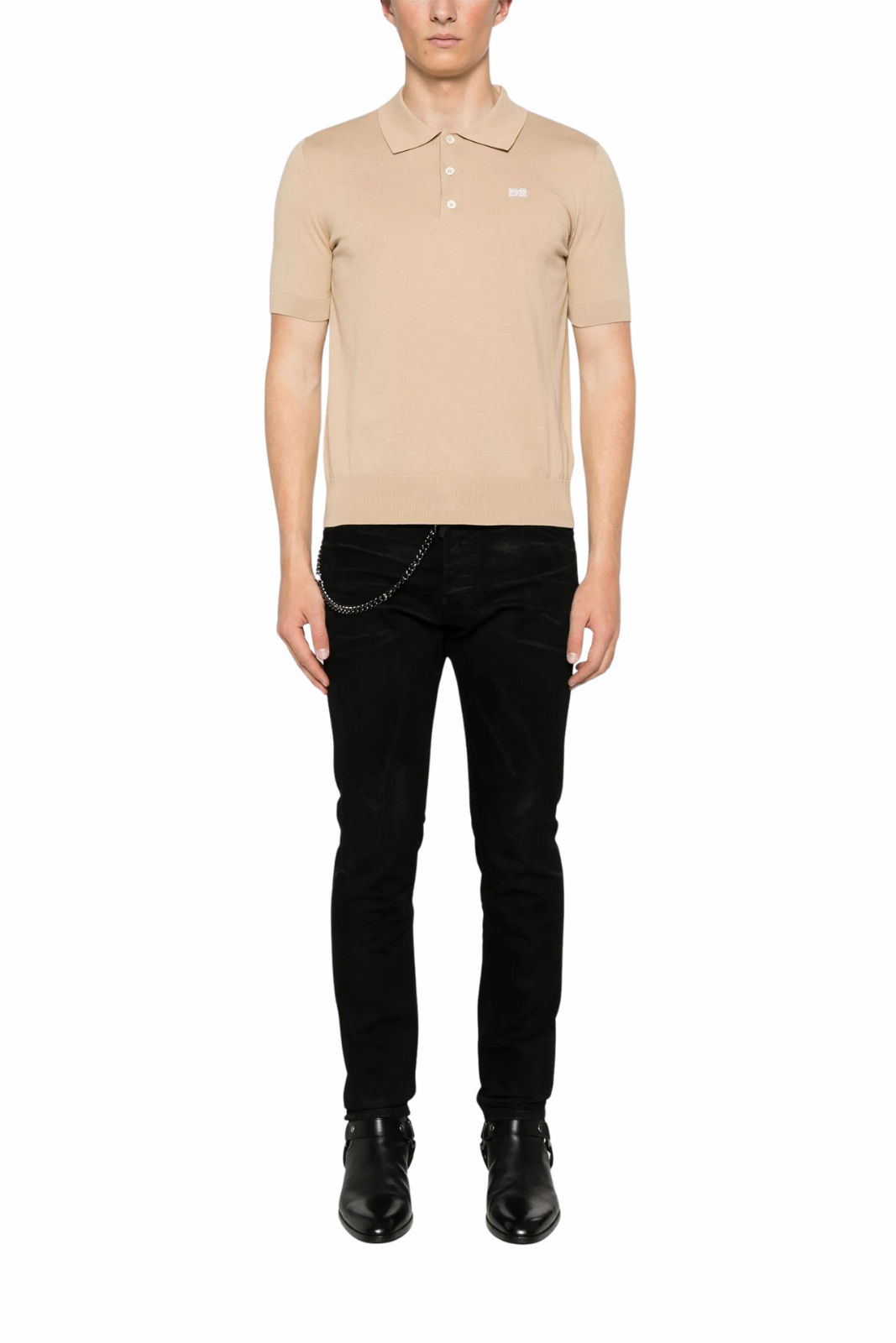 Dsquared2 logo-patch polo shirt beige