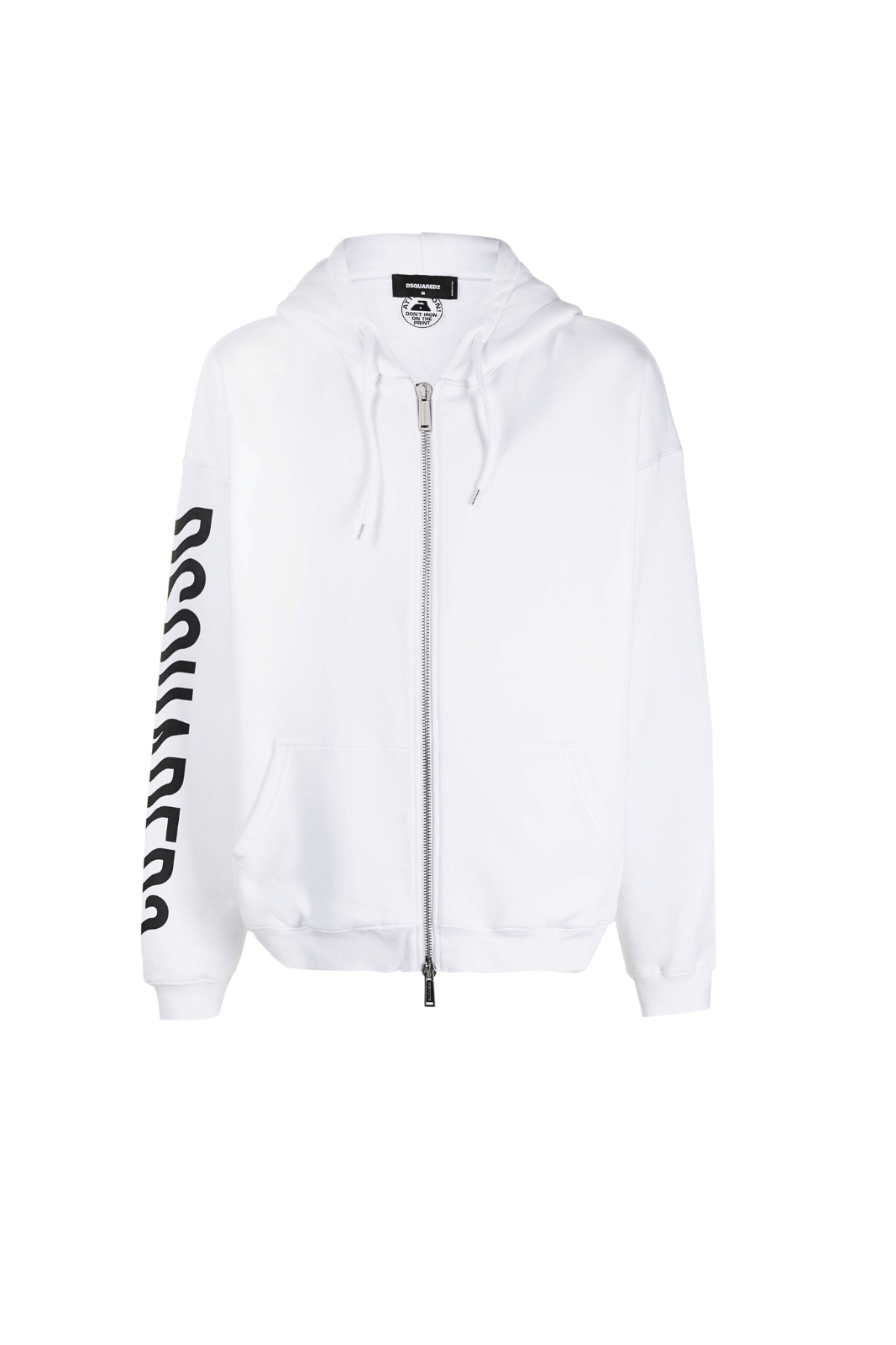 Dsquared2 logo print zip-up white hoodie for men