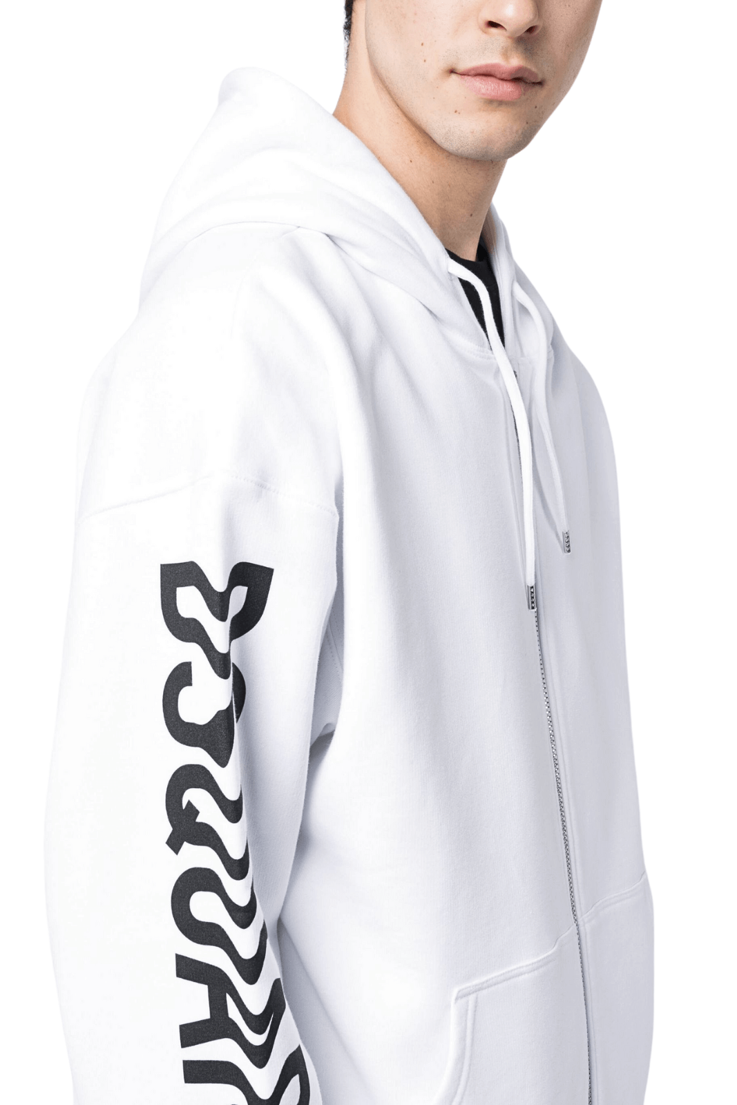 Dsquared2 logo print zip-up white hoodie for men