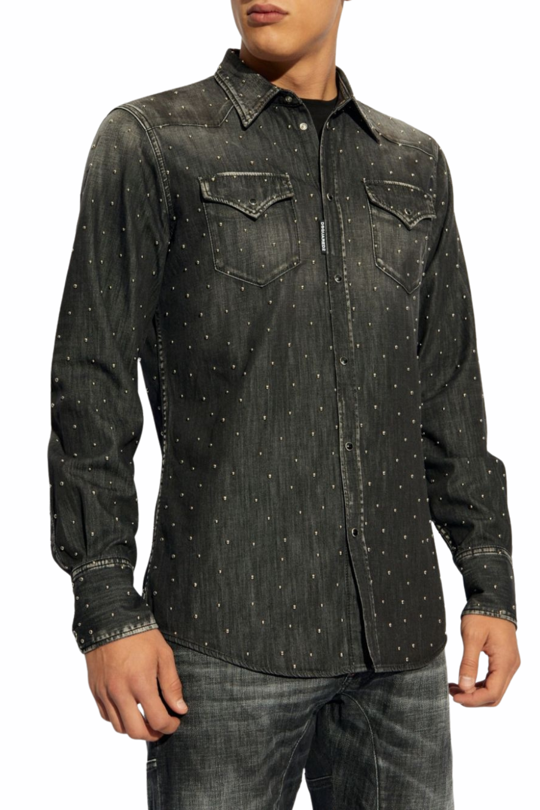 Dsquared2 stud-embellished denim shirt black