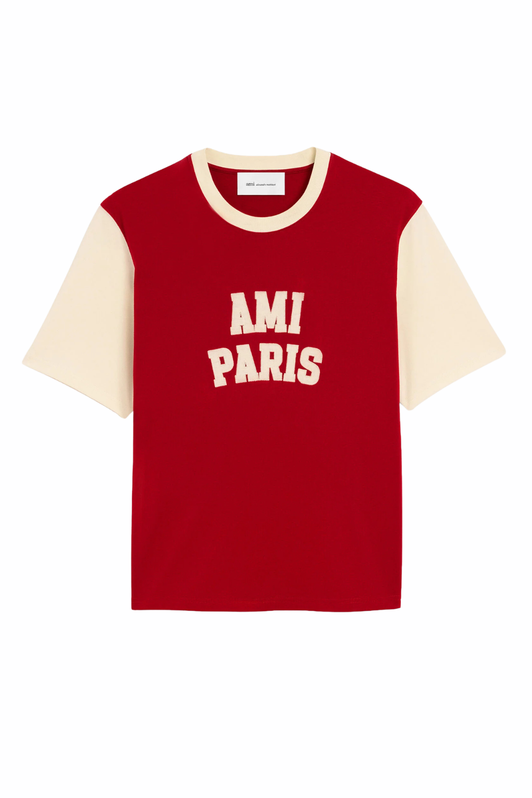 Ami Paris Red cotton t-shirt with Ami Paris embroidery