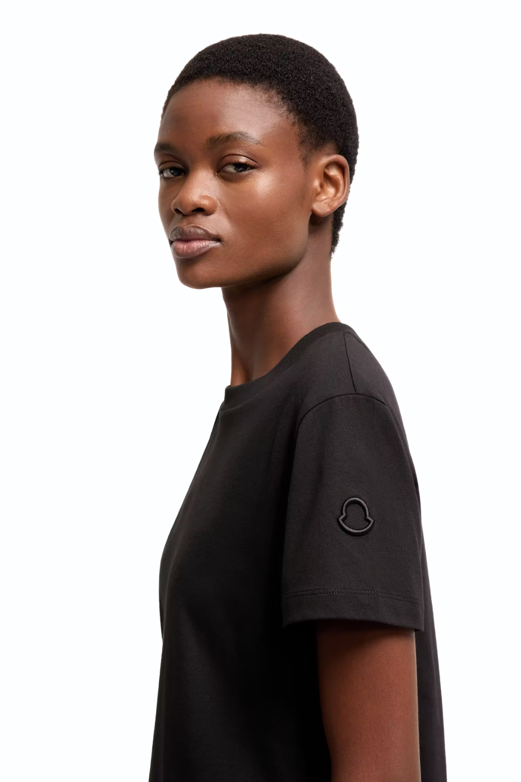 Moncler Embroidered Logo Cotton T-Shirt Black