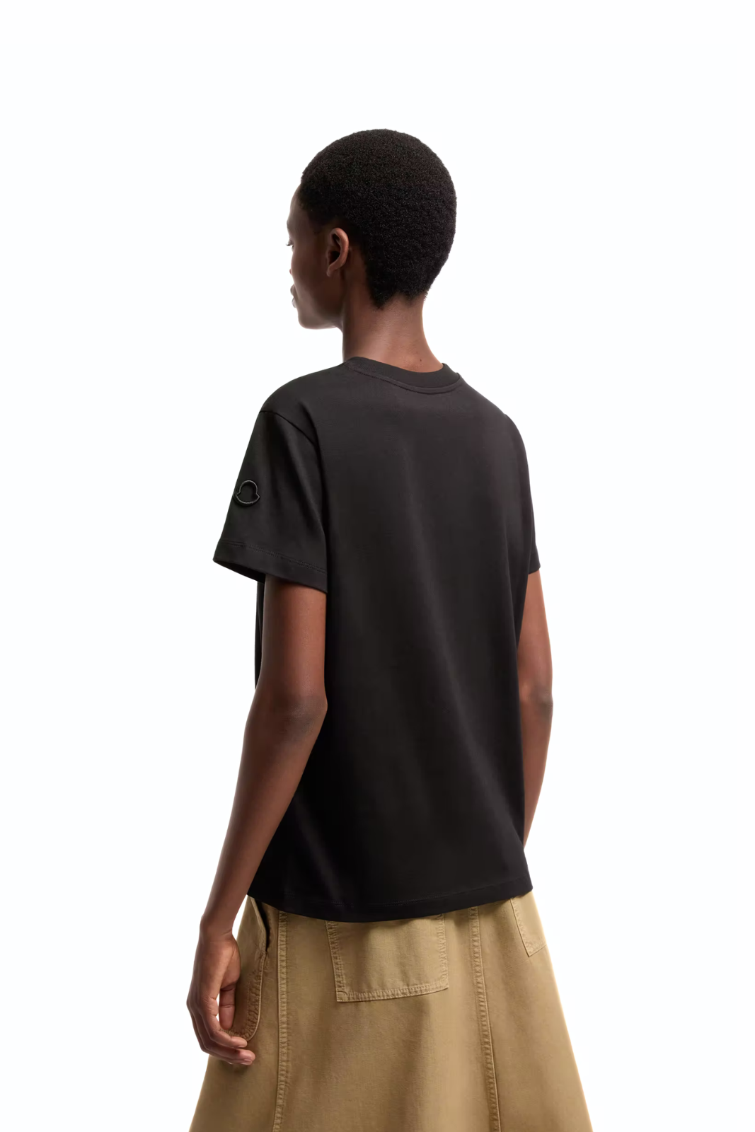 Moncler Embroidered Logo Cotton T-Shirt Black