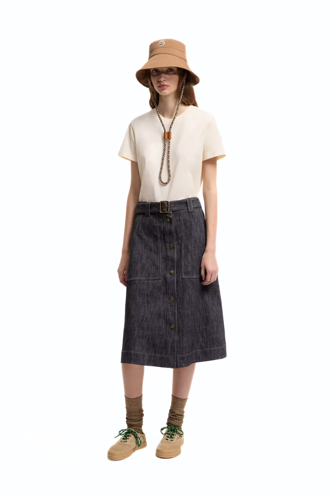 Moncler Embroidered Logo Cotton T-Shirt White