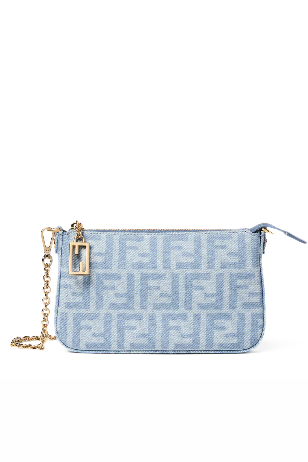Fendi Baguette Pouch Light blue FF denim pouch