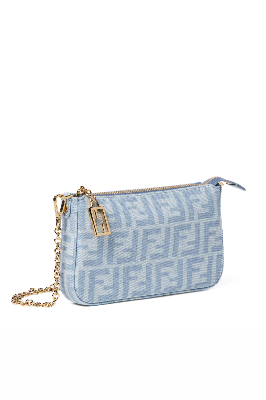 Fendi Baguette Pouch Light blue FF denim pouch
