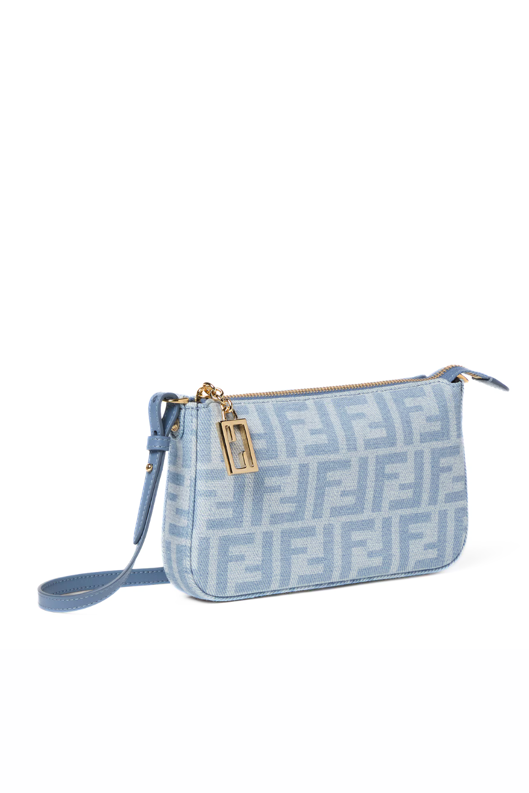 Fendi Baguette Pouch Light blue FF denim pouch