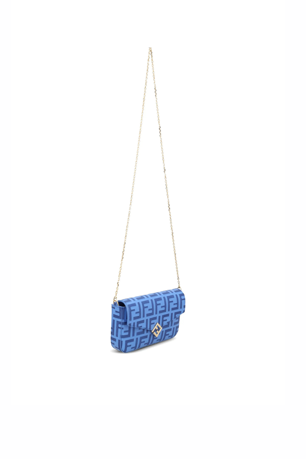 Fendi FF Diamonds Embossed Chain Wallet Blue