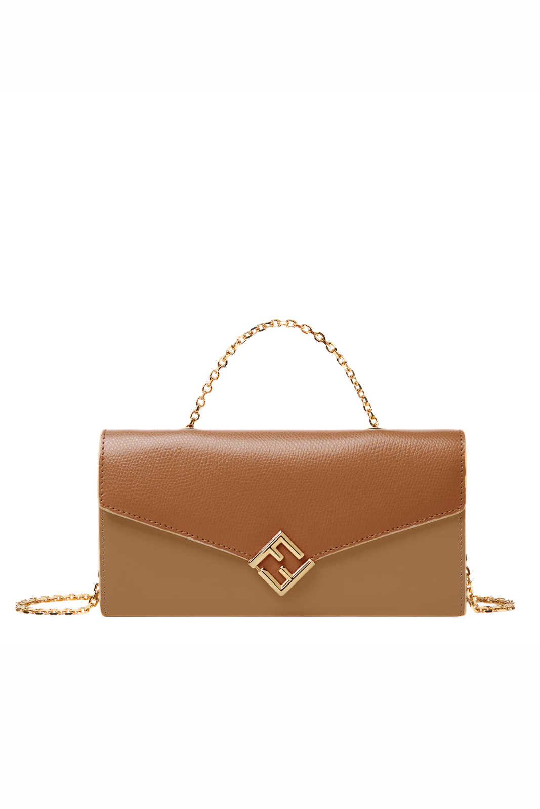 Fendi FF Diamonds Wallet On Chain Sellier brown leather wallet