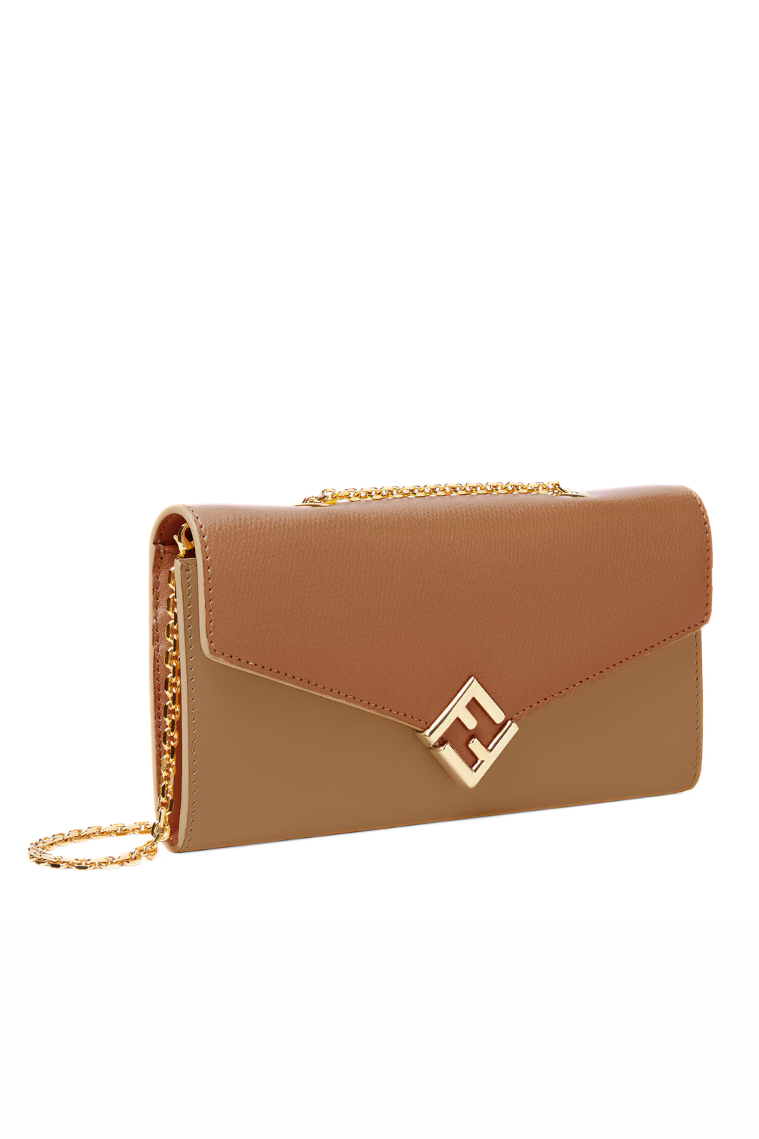 Fendi FF Diamonds Wallet On Chain Sellier brown leather wallet