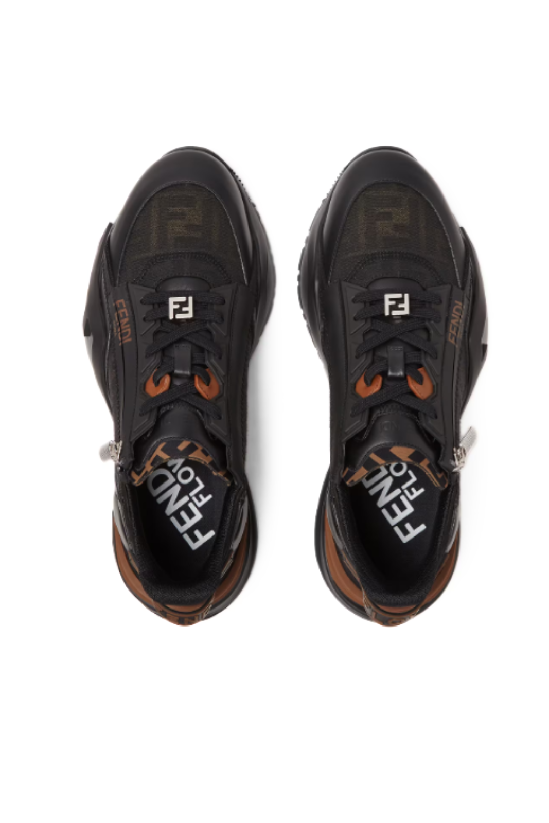 Fendi Flow Sneakers Black leather low-tops for men