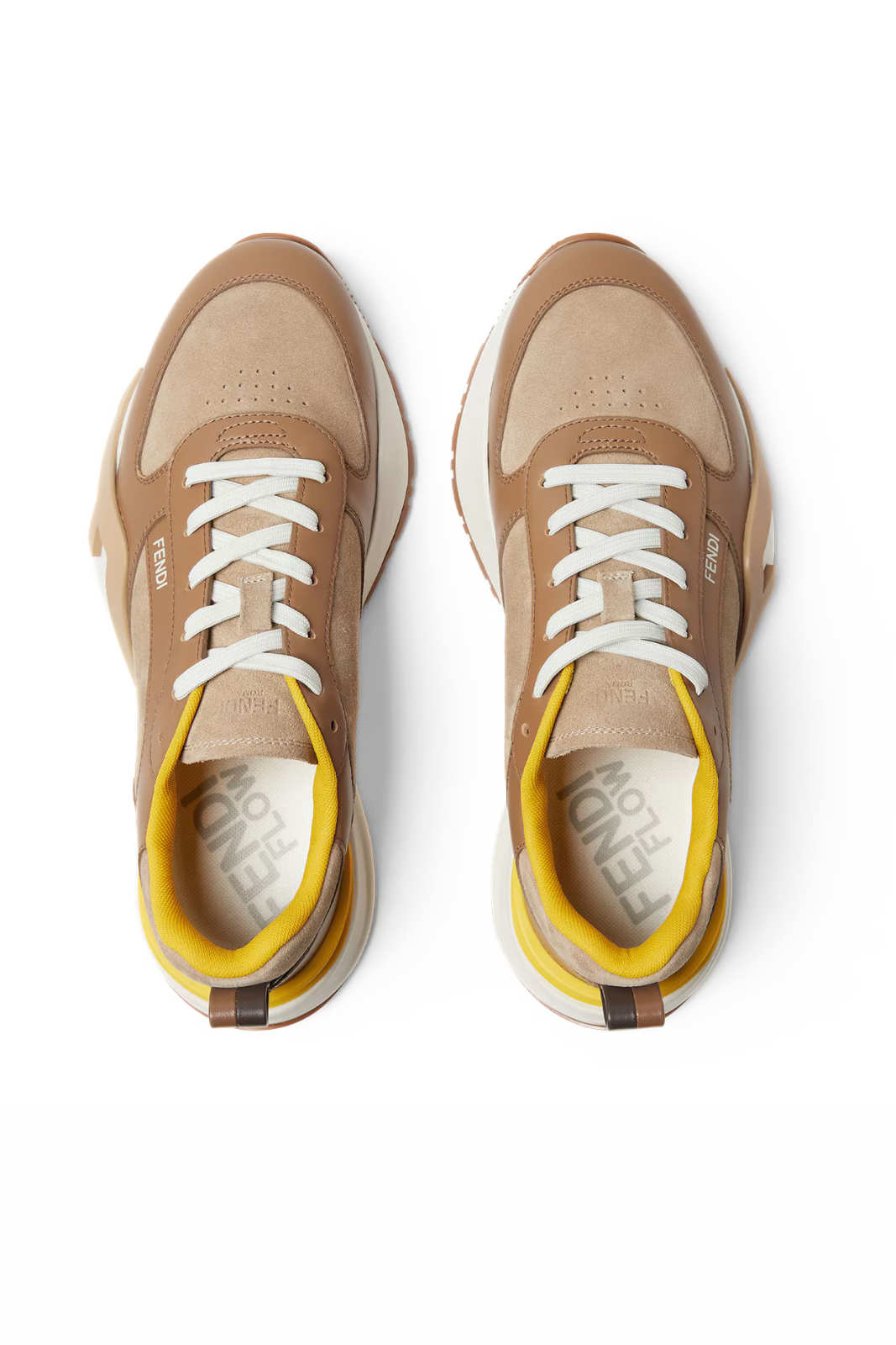 Fendi Flow Trainers Light brown leather low-tops