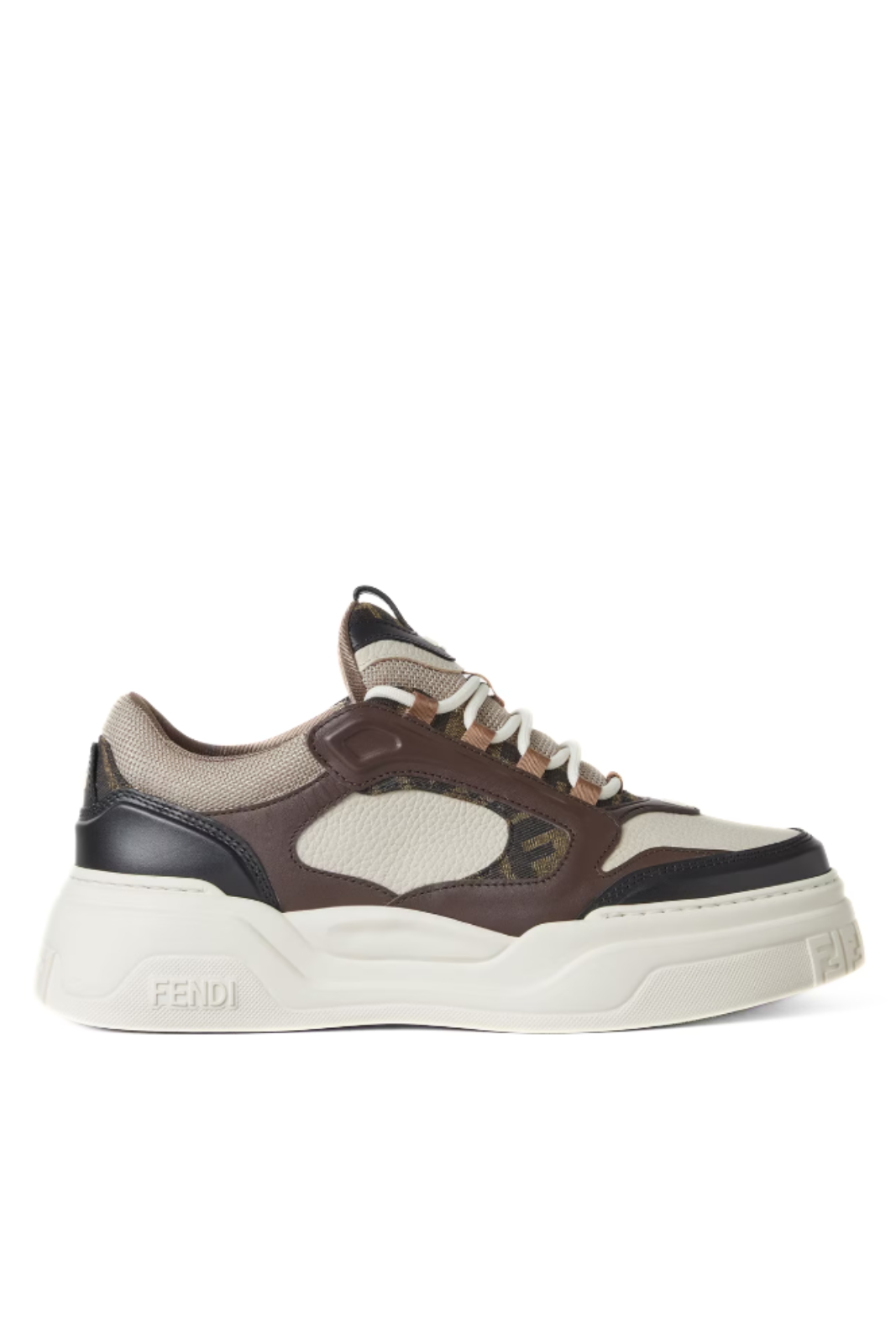 Fendi Force sneakers White Brown leather low-tops