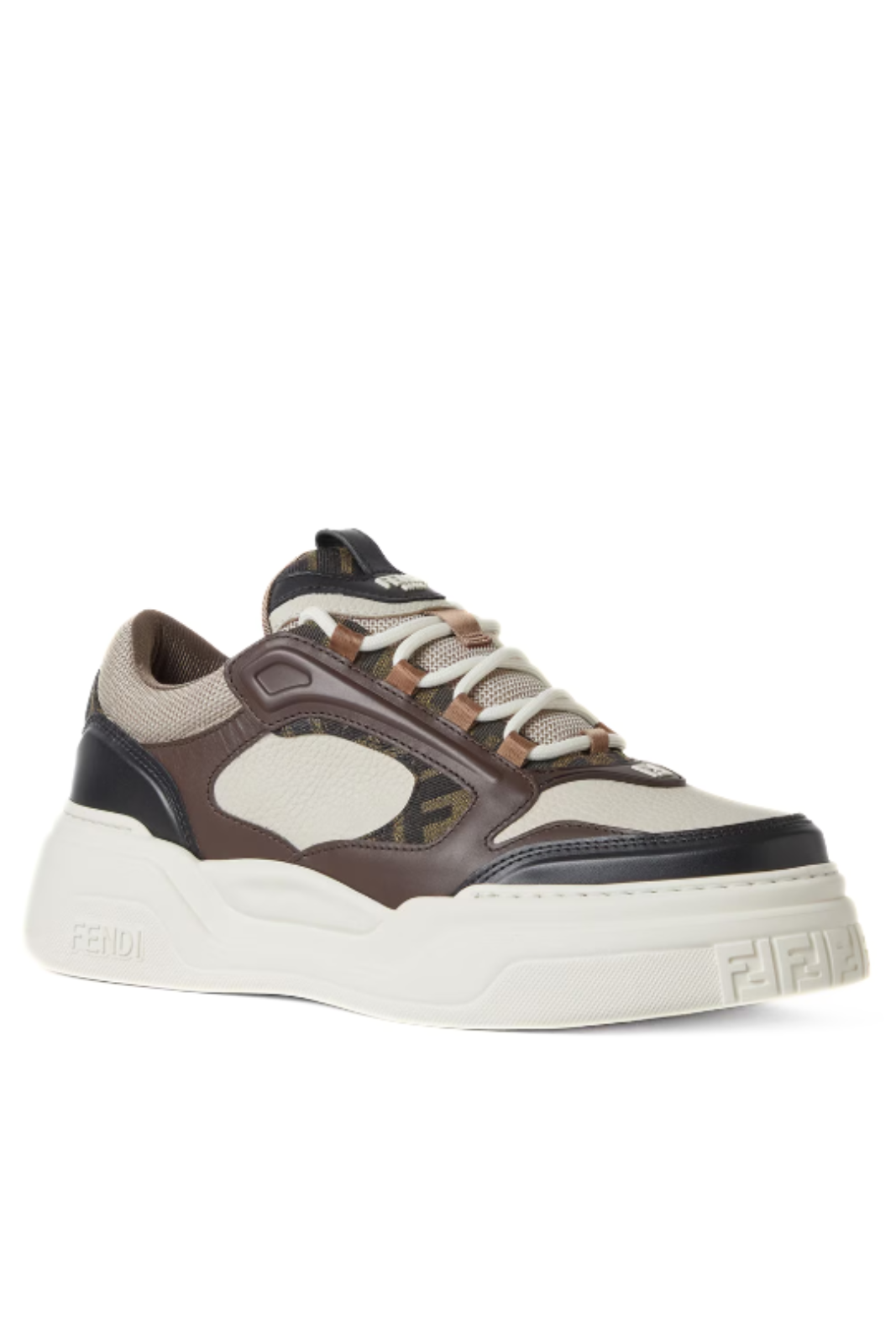 Fendi Force sneakers White Brown leather low-tops