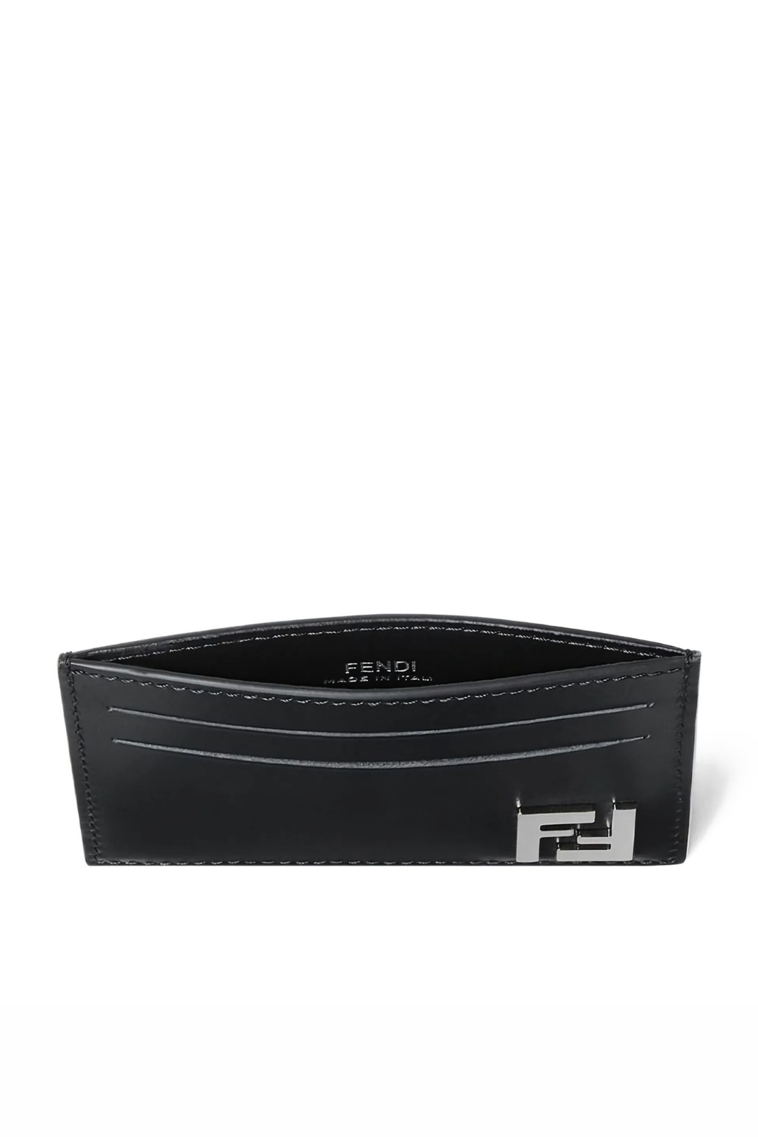 Fendi logo-plaque leather cardholder Black