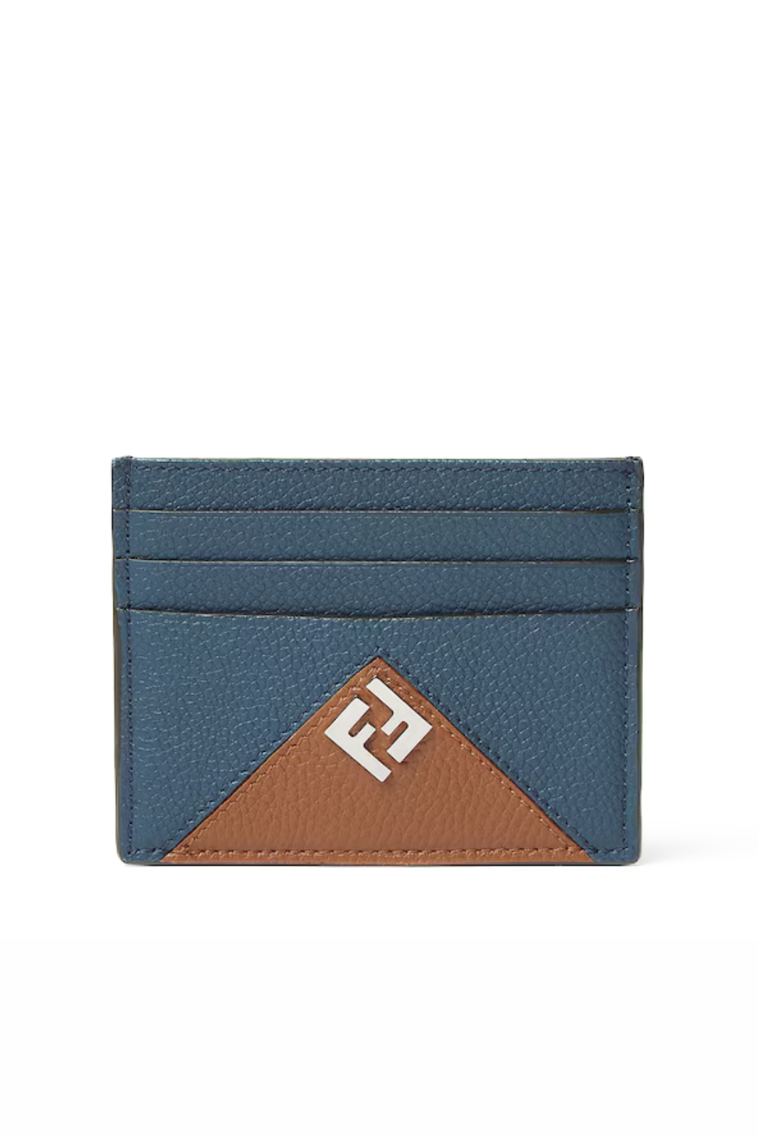 Fendi Lui Card Holder Blue and sellier brown leather card case