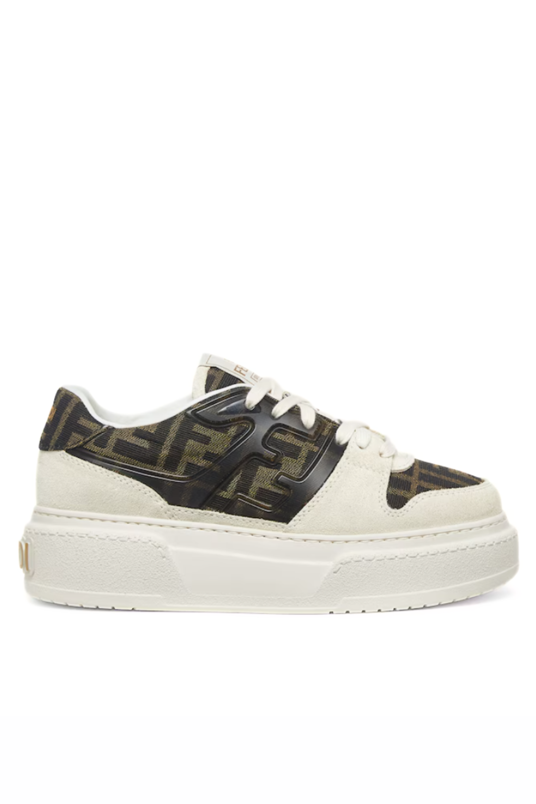 Fendi Match Canvas brown and white suede platform low-tops