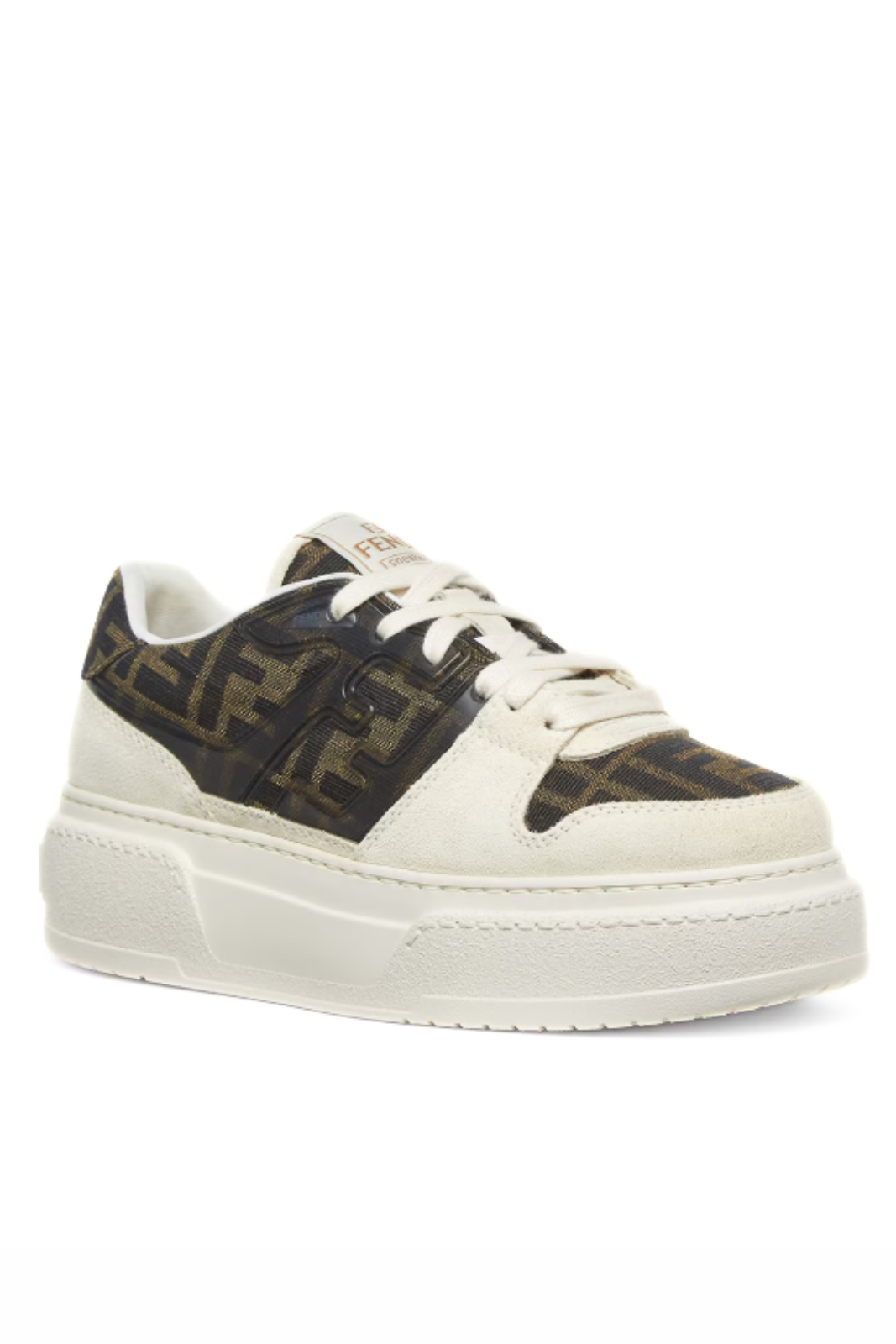 Fendi Match Canvas brown and white suede platform low-tops