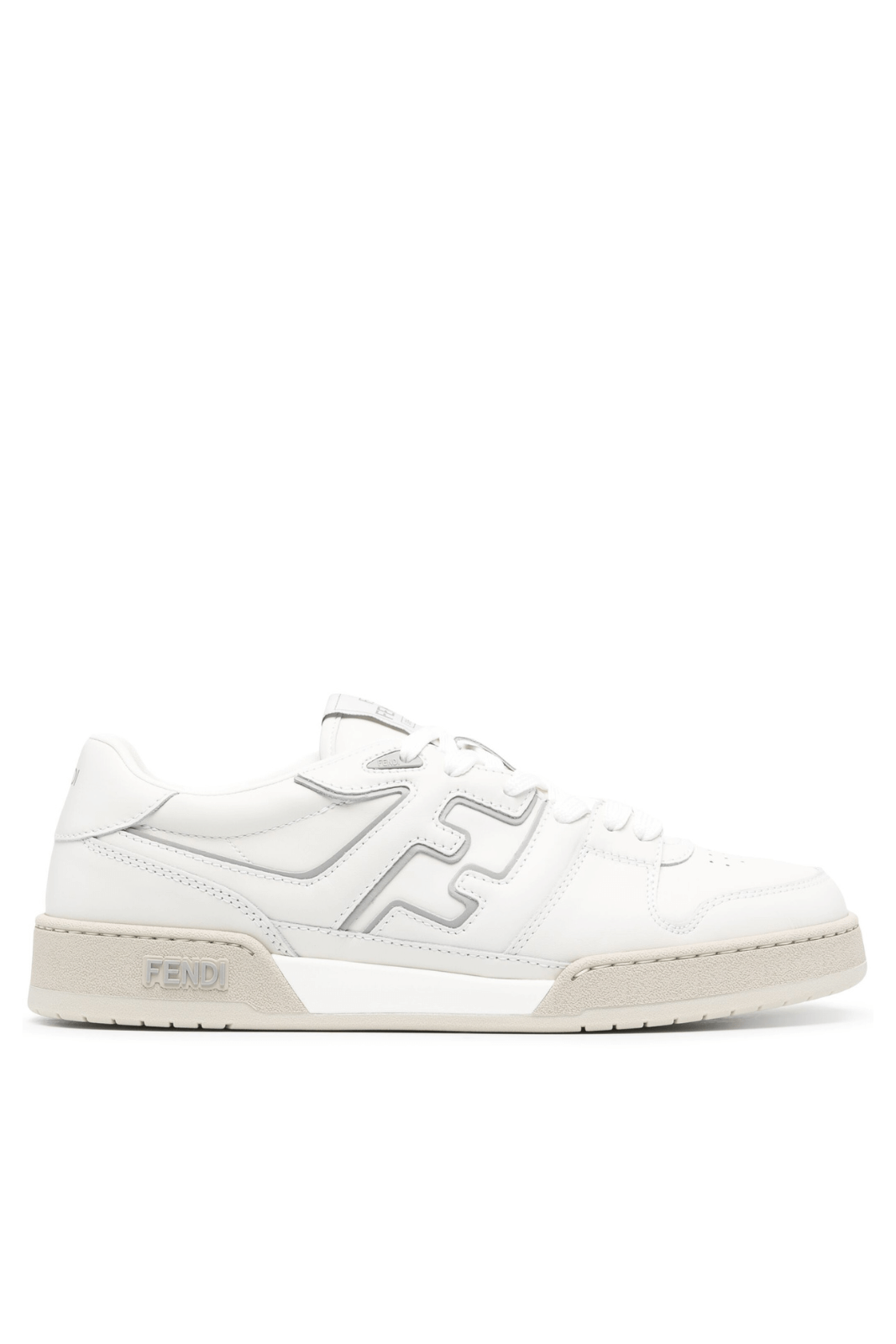 Fendi Match FF-applique leather White grey sneakers for men